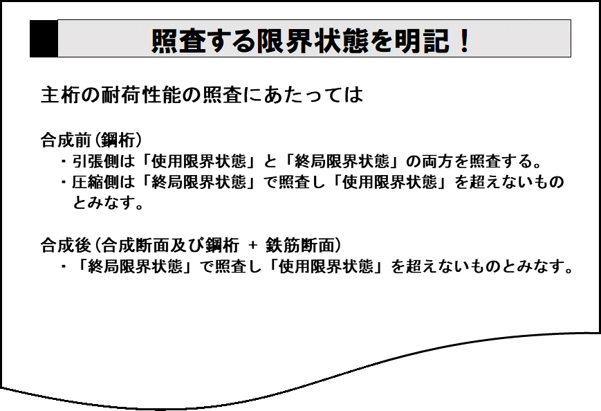 照査する限界状態を明記!