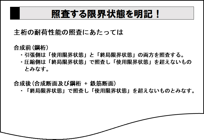 照査する限界状態を明記！